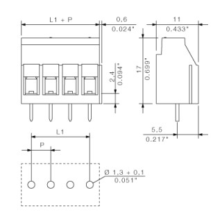 Клемма печатной платы LL 5.08/10/90 4.5SN GY BX SO