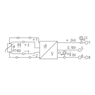 Преобразователь сигнала тер WTZ4 PT100/4 V 0-10V