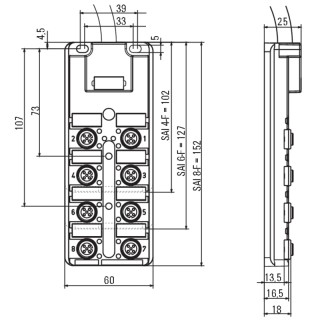 Passive Sensor-Actuator-Int SAI-4-F 4P PUR 3M