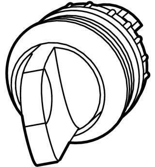 Переключатель с поворотной ручкой V-позиционный 60⁰, с фиксацией, цвет белый с подсветкой, черное лицевое кольцо