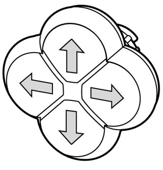 Четырхпозиционная кнопка со стрелками, без фиксации, цвет черный, черное лицевое кольцо