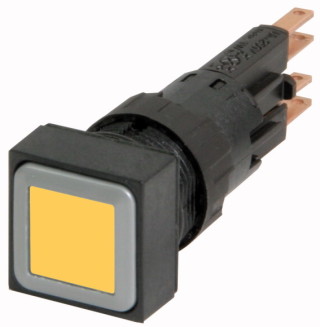 Кнопка с подсветкой , желтый цвет, с фиксацией,  лампа 24 В