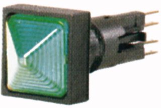 Световой индикатор , выступающий , цвет зеленый,  Лампа накаливания, 24 В