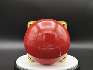 Выключатель, управлямый ногой или ладонью с фиксацией, отмена фиксации вытягиванием, 1З+1Р, цвет колпачка красный,корпуса желтый