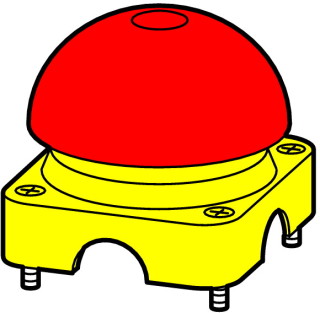 Верхняя часть корпуса, желтый корпус, красная кнопка