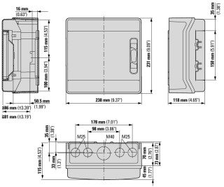 Навесной шкаф IP65, 1 ряд 8 модулей УФ-стойкий поликарбонат, индустриальная серия, N/PE клеммы в комплекте