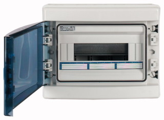 Навесной шкаф IP65, 1 ряд 12 модулей, профессиональная серия, прозрачная дверь, N/PE клеммы в комплекте