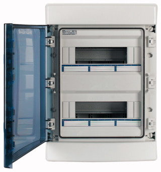 Навесной шкаф IP65, 2 ряда 24 модуля, профессиональная серия, прозрачная дверь, N/PE клеммы в комплекте