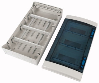 Навесной шкаф IP65, 3 ряда 36 модулей, профессиональная серия, прозрачная дверь, N/PE клеммы в комплекте