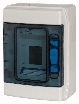 Навесной шкаф IP65, 1 ряд 4 модуля, профессиональная серия, прозрачная дверь, N/PE клеммы в комплекте