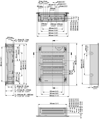Компактный щит, встраиваемое исполнение (полые стены), 2 ряда, 24 модуля, стальная дверь