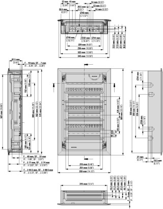 Компактный щит, встраиваемое исполнение (полые стены), 3 ряда, 36 модулей, стальная дверь