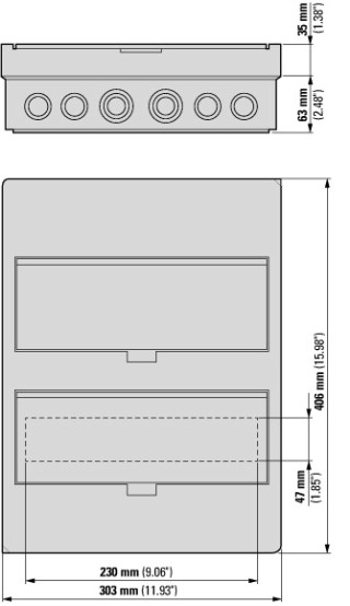 Компактный щит навесного исполнения, 2 ряда, 24 модуля, белая дверь, пластик