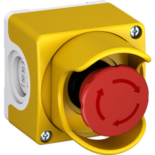 Пост кнопочный CEPY1-2002 с защитным кожухом с кнопкой ГРИБОК 2 НЗ отп.поворачиванием