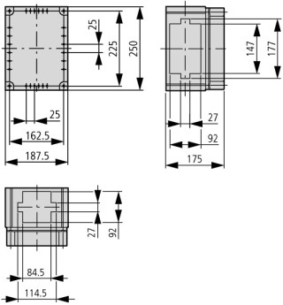 Изолированный щит, с вырезами для фланцев, ВхШхД = 250x188x175 мм