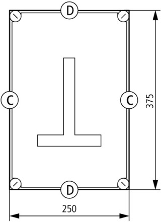Изолированный щит с метрическими кабельными вводами  , ВхШхД = 250x375x150 мм , IP65