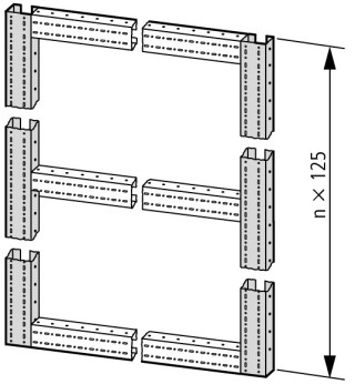 Крепление профиля , вертикальная установка, L = 1125 мм