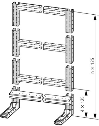 Крепление профиля , вертикальная установка, L = 1625 мм