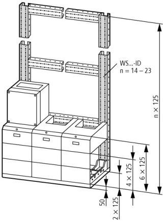 Крепление профиля , вертикальная установка, L = 1875 мм