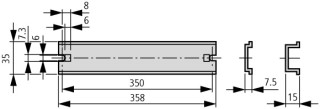 Рейка , DIN, ВхШхД = 35x15x375 мм