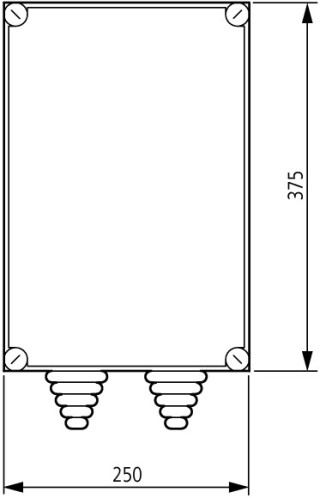Изолированный корпус с кабельными вводами, ВхШхД = 375x250x150 мм