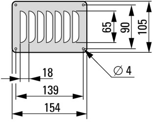 Вентиляционная панель, вертикальная, ДхШ = 157x105 мм