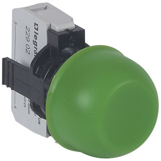 Кнопка с потайным толкателем и защитным колпачком - Osmoz - в сборе - IP 66 - зеленый