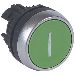 Кнопка с пружинным возвратом ∅ 22,3 - Osmoz - для компл. - потайная головка - без подсв. - зеленый с маркеровкой ''I''