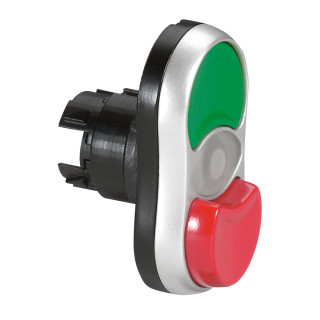 Головка с двойными кнопками ∅ 22,3 - Osmoz - с подсветкой - потайной/выступающий толкатель - зеленый/красный - IP 66
