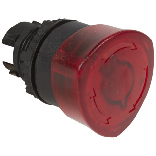 Кнопка с грибовидным толкателем ∅ 40 - Osmoz - с подсветкой - возврат-поворот - экстренное отключение - красный