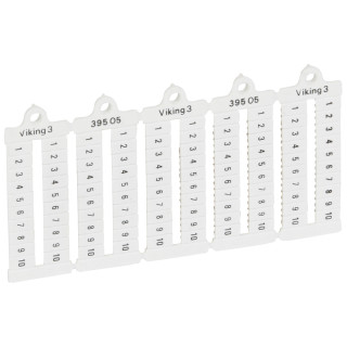 Листы с этикетками для клеммных блоков Viking 3 - горизонтальный формат - шаг 5 мм - цифры от 1 до 10