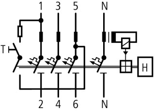 Дифференциальный автоматический выключатель 6/0,1А, кривая отключения D, 3+N полюсов, откл. способность 6 кА