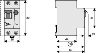 Дифференциальный автоматический выключатель 2/0,1А (AC), кривая отключения С, 1+N полюсов, откл. способность 10 кА