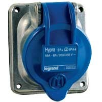 Встраиваемая розетка Hypra - IP 44 - 3К+Н+З - 16 А - металл