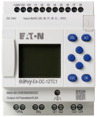 Программируемое реле 12/24V DC, 24V AC, цифровые 8 DI (4 могут использоваться как как аналог.), 4DO, реле 8А, дисплей+клавиатура, часы реального времени, Ethernet RJ45