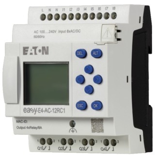 Программируемое реле 100/240V AC/DC, цифровые 8 DI, 4DO, реле 8А, дисплей+клавиатура, часы реального времени, Ethernet RJ45