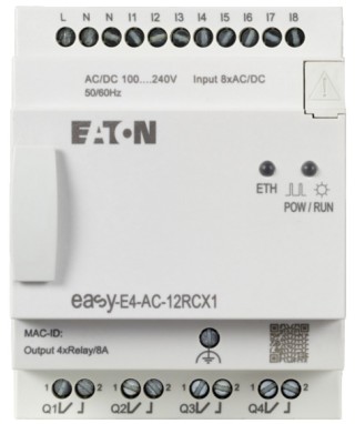 Программируемое реле 100/240V AC/DC, цифровые 8 DI, 4DO, реле 8А, часы реального времени, Ethernet RJ45