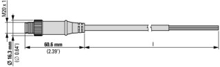 Круглый провод SWD IP67, 1,5 м, 5-полюсн., оконцованный со штекером M12