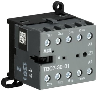 Мини-контактор TBC7-30-01-55 (12A при AC-3 400В), катушка 50-90B DC, с винтовыми клеммами