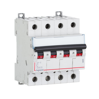 Автоматический выключатель DX³-E 6000 - 6 кА - тип характеристики C - 4П - 230/400 В~ - 1 А - 4 модуля