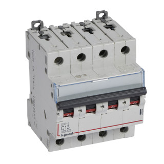 Автоматический выключатель DX³-E 6000 - 6 кА - тип характеристики C - 4П - 230/400 В~ - 13 А - 4 модуля