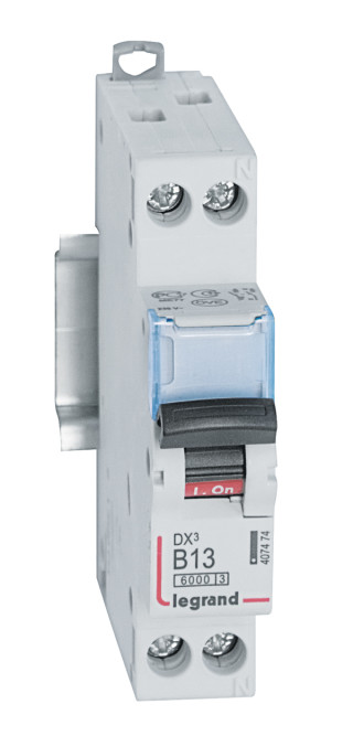 Автоматический выключатель DX³ 6000 - 10 кА - тип характеристики B - 1П+Н - 230/400 В~ - 13 А - 1 модуль