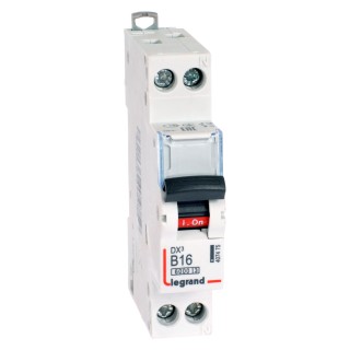 Автоматический выключатель DX³ 6000 - 10 кА - тип характеристики B - 1П+Н - 230/400 В~ - 16 А - 1 модуль