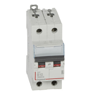 Автоматический выключатель DX³ 6000 - 10 кА - тип характеристики B - 2П - 230/400 В~ - 10 А - 2 модуля