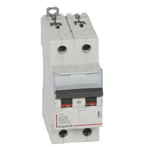 Автоматический выключатель DX³ 6000 - 10 кА - тип характеристики B - 2П - 230/400 В~ - 25 А - 2 модуля