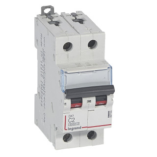 Автоматический выключатель DX³ 6000 - 10 кА - тип характеристики C - 2П - 230/400 В~ - 2 А - 2 модуля