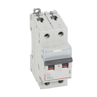 Автоматический выключатель DX³ 6000 - 10 кА - тип характеристики C - 2П - 230/400 В~ - 3 А - 2 модуля