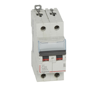 Автоматический выключатель DX³ 6000 - 10 кА - тип характеристики C - 2П - 230/400 В~ - 20 А - 2 модуля