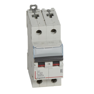 Автоматический выключатель DX³ 6000 - 10 кА - тип характеристики C - 2П - 230/400 В~ - 32 А - 2 модуля