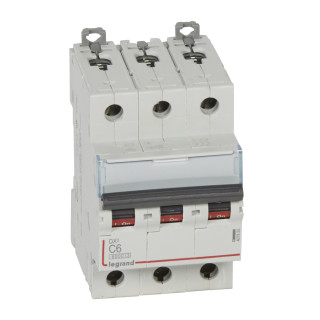 Автоматический выключатель DX³ 6000 - 10 кА - тип характеристики C - 3П - 400 В~ - 6 А - 3 модуля
